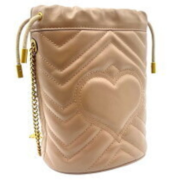 Gucci GG Marmont Bucket Bag pink Beige leather shoulder - Picture 2 of 11